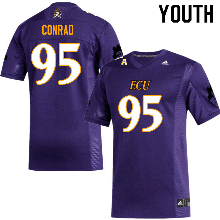 Youth #95 Andrew Conrad ECU Pirates College Football Jerseys Sale-Purple - Click Image to Close